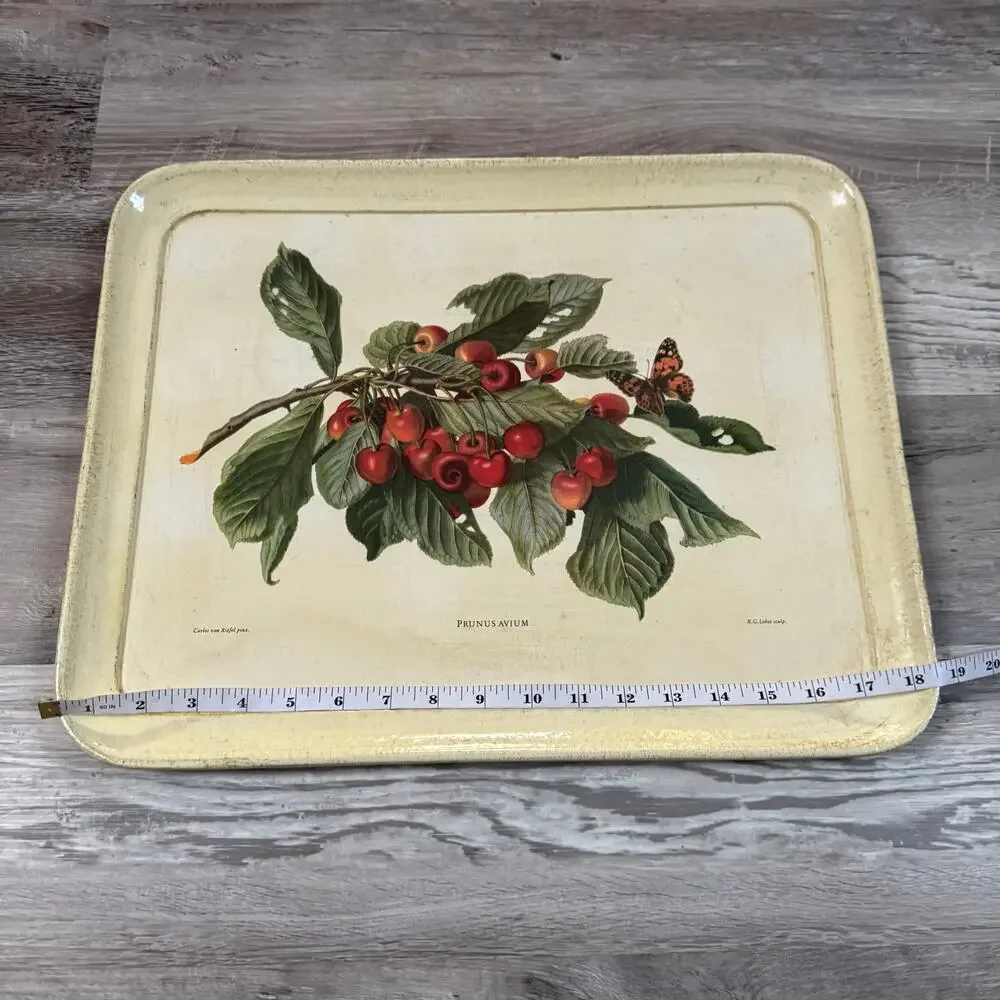 Vintage 90s Williams Sonoma Cherry Floral Serving Tray Italy Cottagecore